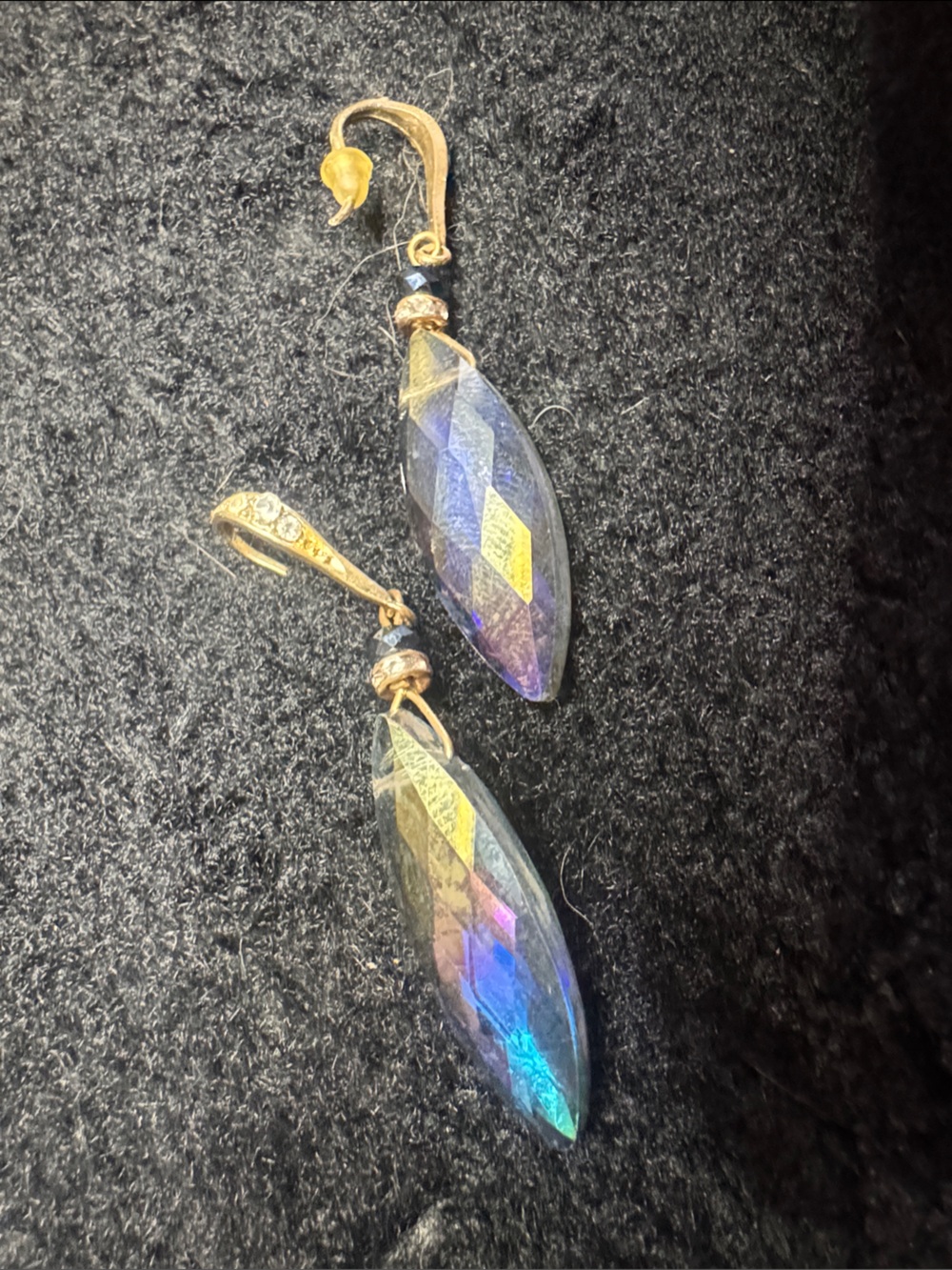 Rose Gold Diamond and Blue/Purple Holo Earrings